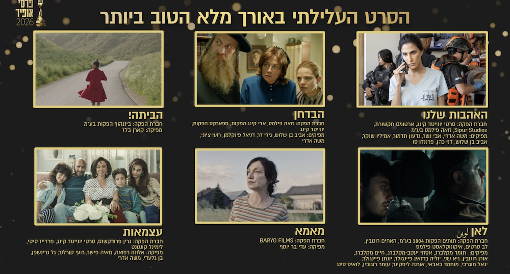 האקדמיה הישראלית לקולנוע מציגה: המועמדים לפרס אופיר 2026